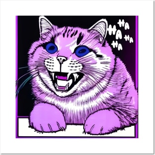 laughing cat Posters and Art